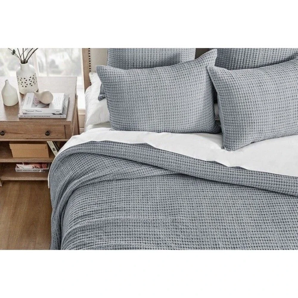 Levtex Home King Mills Waffle Bedspread Set NWT in Chambray